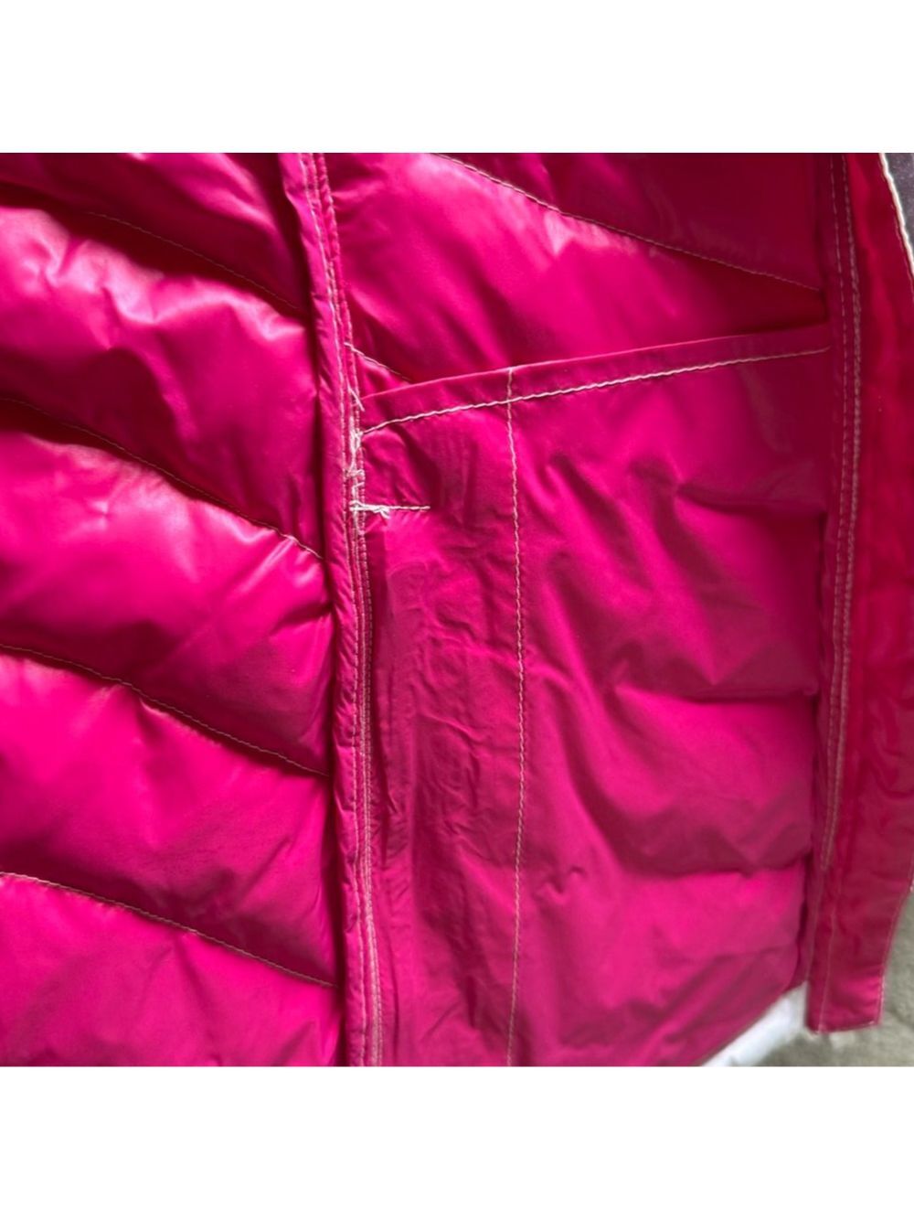 Free Country Women’s White Quilted Puffer Jacket Pink Lining Full Zip Large NWT - Picture 6 of 7